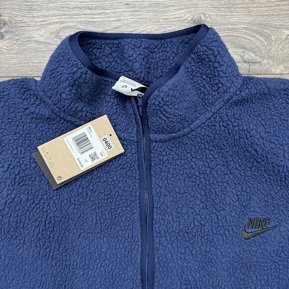 Nike Fleece Sherpa Jacket Size 2XL Mens Blue Black Winterized Full Zip Oversized - Picture 2 of 12